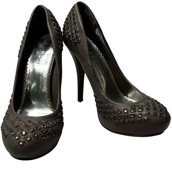 Bebe Womens Size 7B High Heels Stilettos  Pumps Shoes Studded Textured - Picture 1 of 10